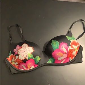 Black satin balconet bra.